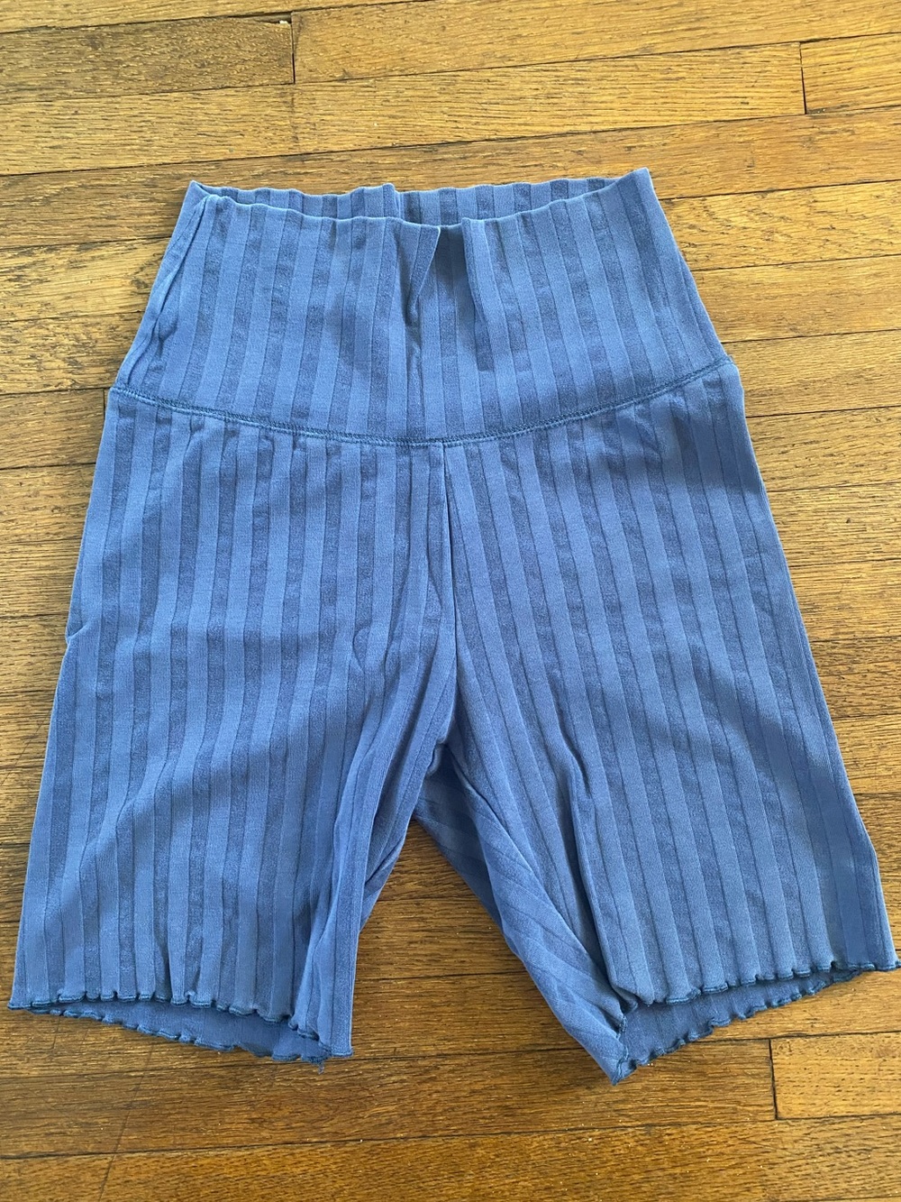 Aerie Offline Blue Stripe Ruffle Biker Short